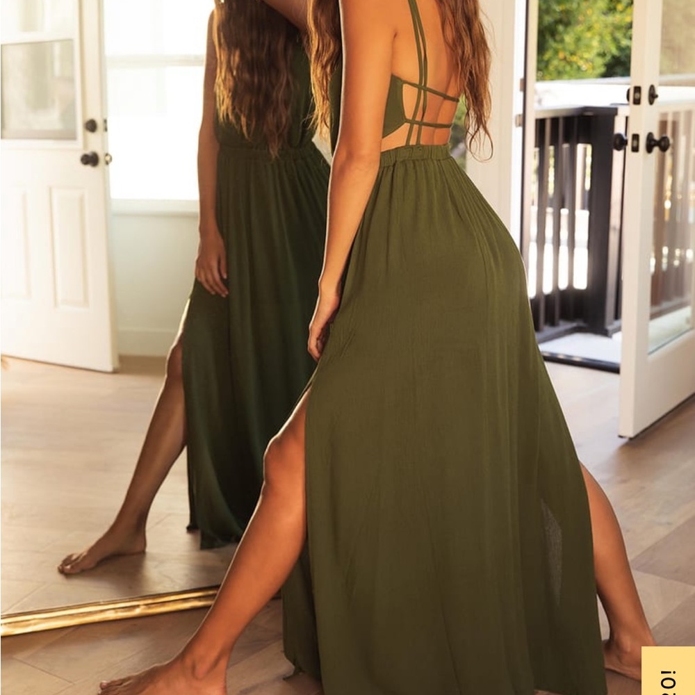 NWT Lost in Paradise Olive Green Maxi Dress